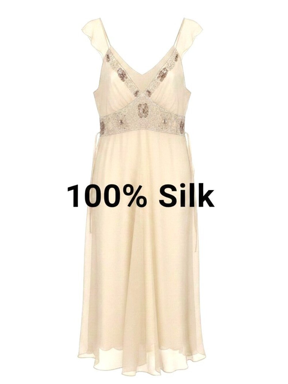 NWT Vintage Y2K 100% Silk Jonathan Martin Dress in Ivory